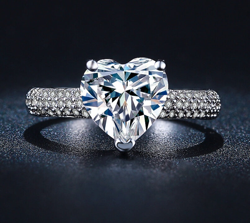 MDEAN AliExpress best selling European and American tide explosion heart-shaped zircon ring spread jewelry factory direct MSR048