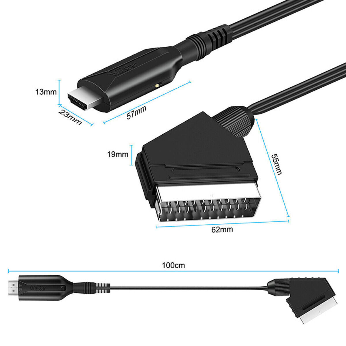 SCART To HDMI Converter Cable SCART - HDMI - OLD DVD TO HD TV -Video Adapter