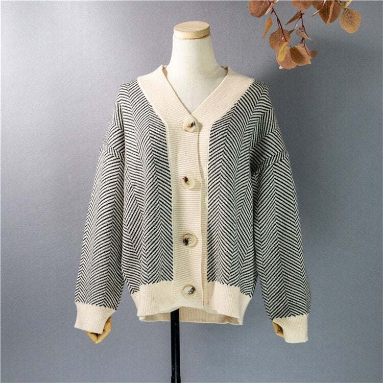 Striped cardigan sweater