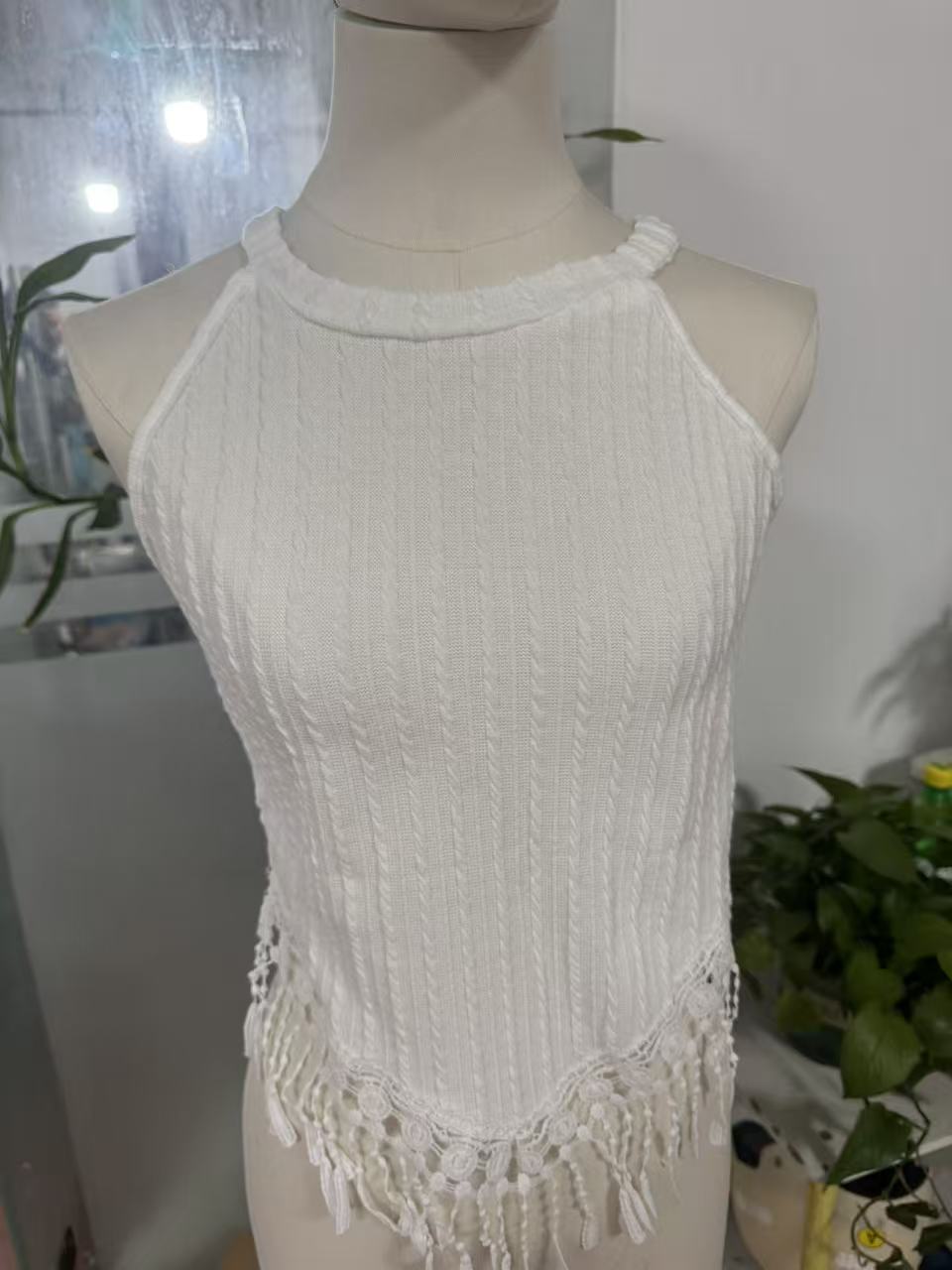 2026 AliExpress Women's Spring And Summer New Fashion Elegant Tassel Crop Top Slim-Fitting Slimming Navel-Exposing Top