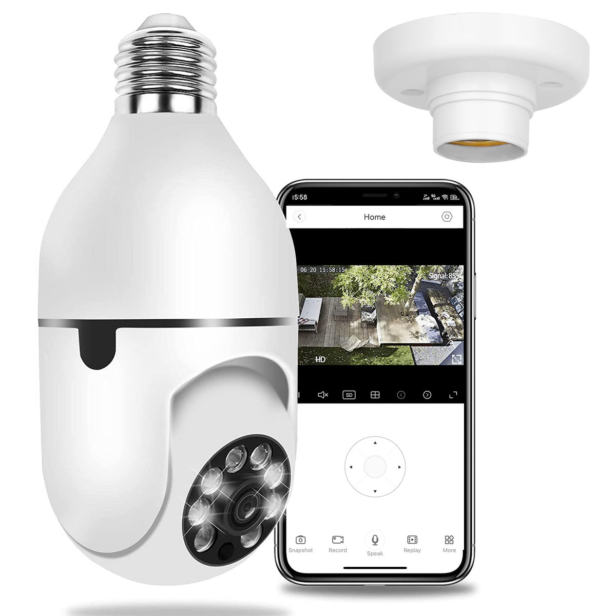 1Pc E27 WiFi Bulb Camera 1080P FHD WiFi IP Pan Tilt Security Surveillance Camera With Two-Way Audio Night Vision Motion Detection Function APP Control