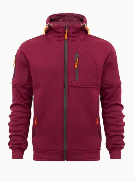 Men's Sweater Hoodie Zipper Multi-pocket Embroidery Badge
