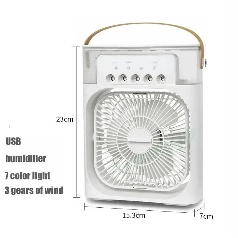 New 3 In 1 Portable Fan AIr Conditioner Household Mini Air Cooler LED Night Light Humidifier Air Adjustment Fan Office Home Fan