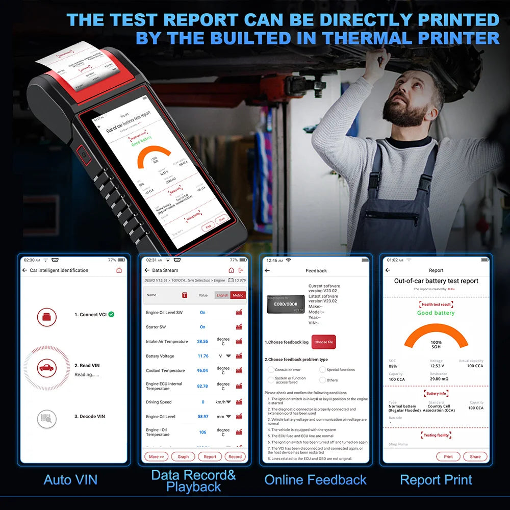 KINGBOLEN K6 PRO All System Car diagnostic Tools 26 Reset TPMS Programming ECU Coding DOIP CAN FD Battery Test with printer
