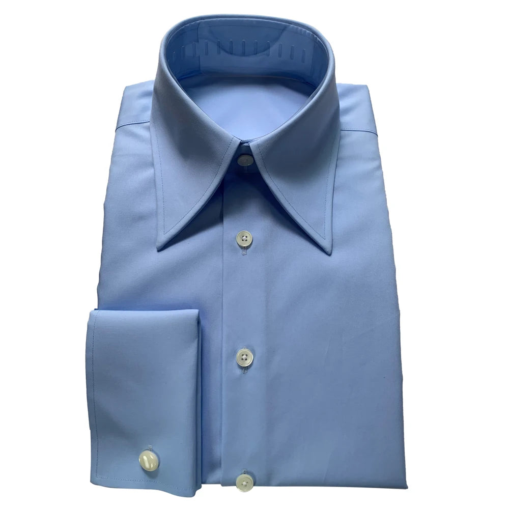 Elegant Mens Shirts Extreme Long Collar Spearpoint Collar Formal Shirts Luxury Designer Clothes Custom Made Dress Shirts For Men