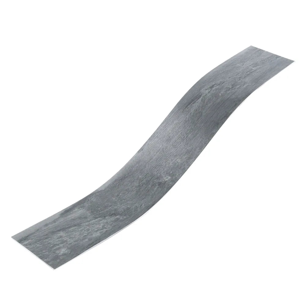 Dark Grey PVC Wood Plank Flooring Scratch & Water Resistant, Realistic Wood Grain, Peel-and-Stick Installation 91.5x15.2cm
