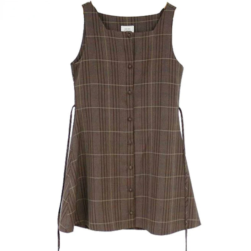 Preppy Sty Japan Girls Matching Outfits Date Lady Autumn Spring 2023 A Line Women Plaid Shirt Dress
