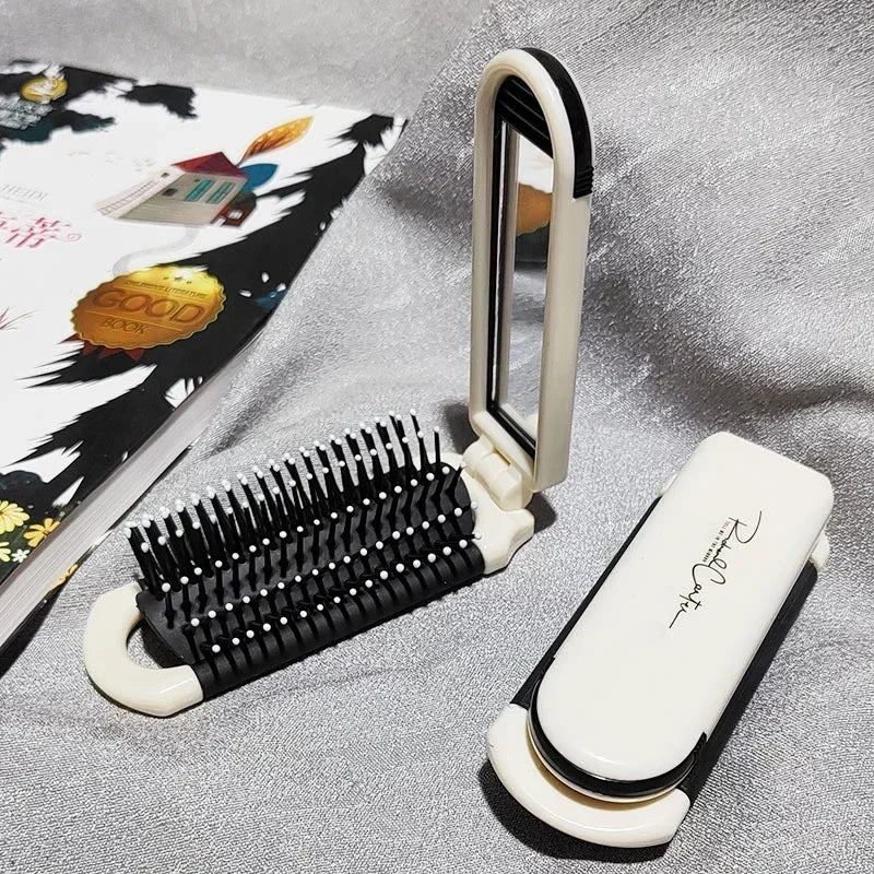 Foldable Hair Comb Portable Massage Brush Head Scalp Massager Anti-Static Travel Combs Mirror Girls Hairdressing Styling Tools