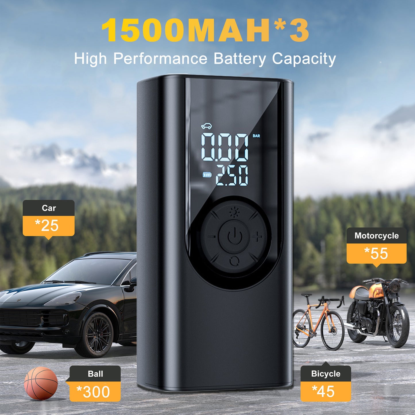 Wireless Digital Tyre Inflator 150PSI Portable Air Compressor For Car Moto Bike