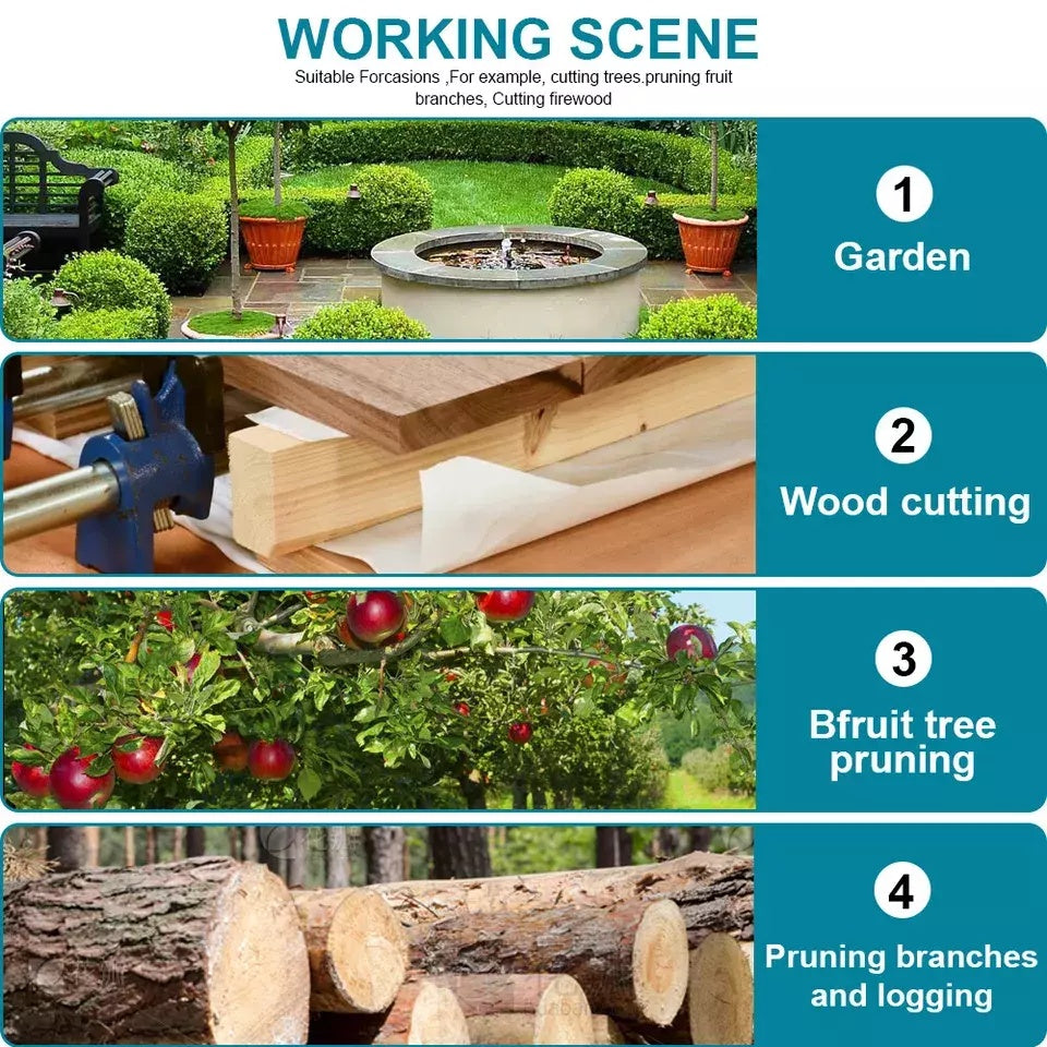 2 Battery 6-8 Mini Cordless Chainsaw Electric One-Hand Saw Wood Cutter