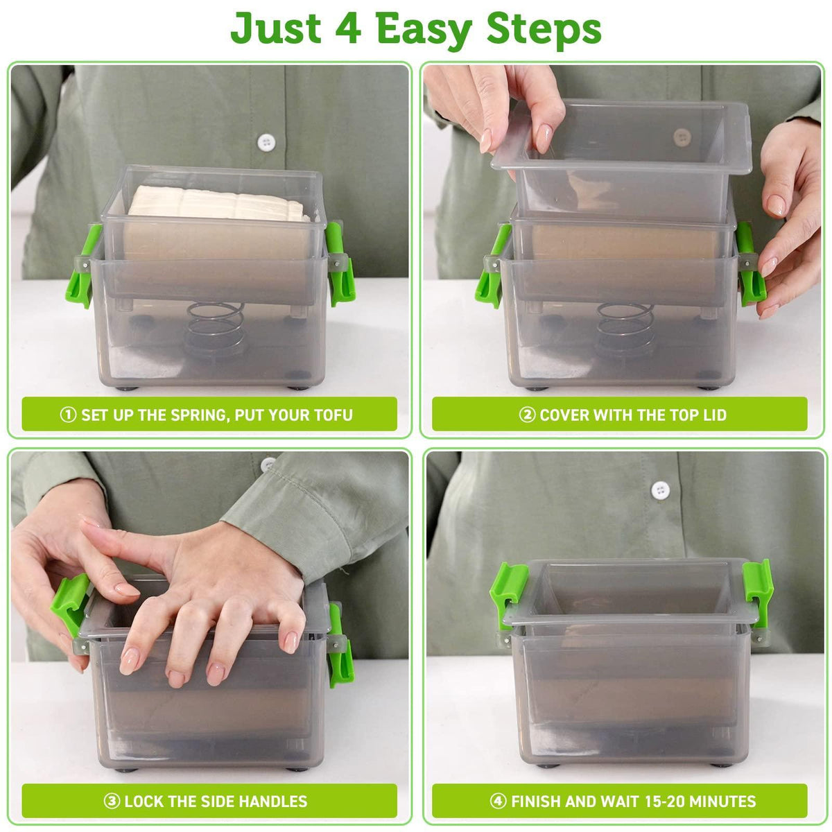 Tofu Press With Drip Tray & Cookbook - BPA-Free, 3X Faster, Dishwasher Safe