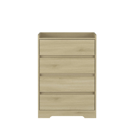 4 Drawer Dresser, Chest Of Drawers Without Handle,Dresser For Bedroom Waterproof, Modern Wooden Cabinet With Sturdy Frame For Living Room, Entryway, Bedroom, Hallway, Office