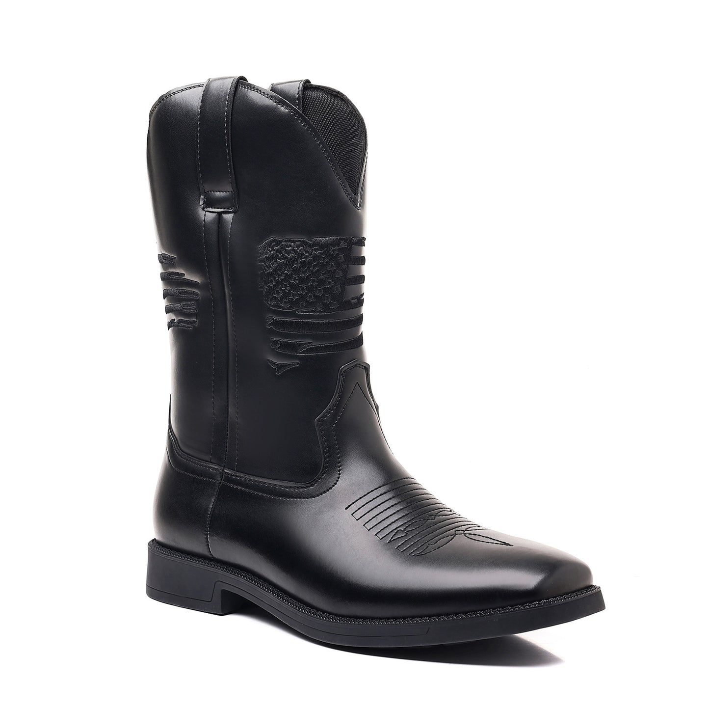 High Embroidered Retro Wide Head Cowboy Boot