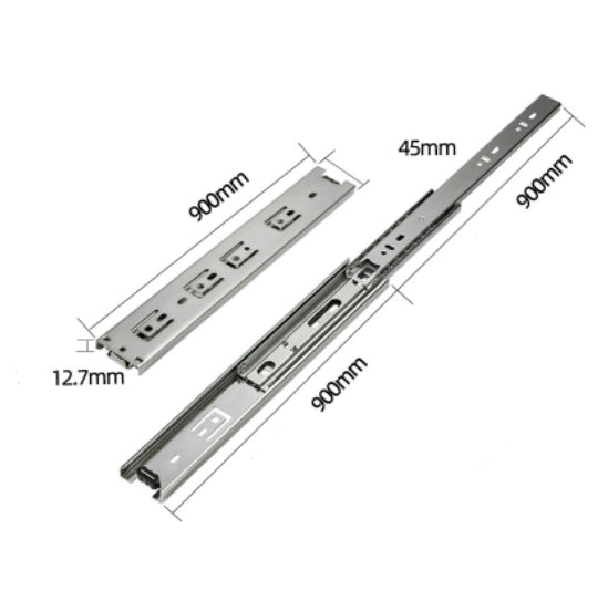 45 Wide Three Section Steel Extended Drawer Ball Slide