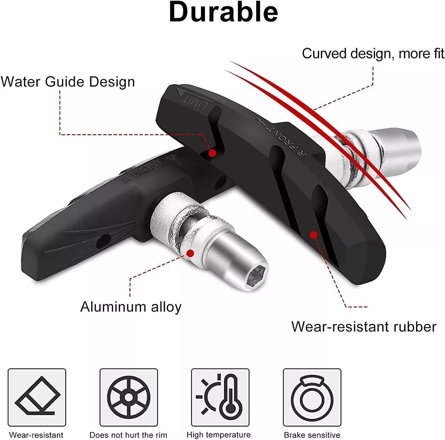 4x Bicycle Brake Pads Brake Pads Brake Shoes V-Brake For Shimano Sram 70mm