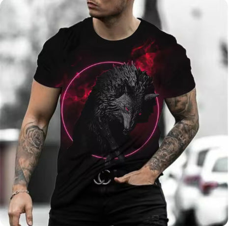 Retro 3D Animal Print Men's Short-sleeved T-shirt