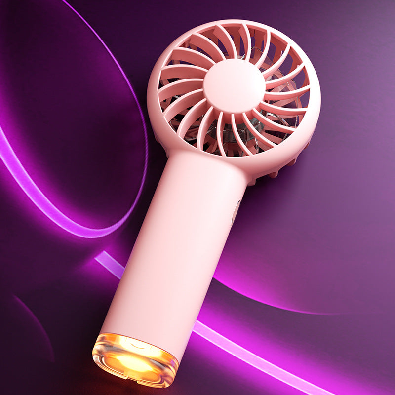 Portable Handheld Fan With Ambient Light 3 Speeds Rechargeable