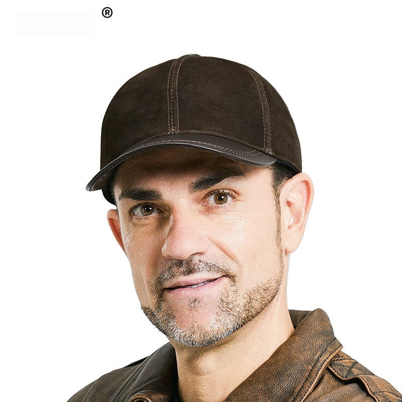 Men's Sheepskin Suede Baseball Cap For Middle-Aged And Elderly