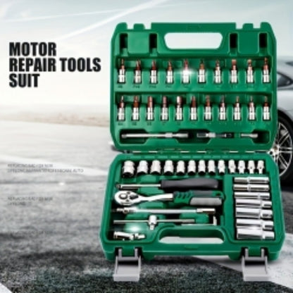 46PCS 1-4  Ratchet Wrench Combination Socket Tool Set Kit Auto Car Repair Tools