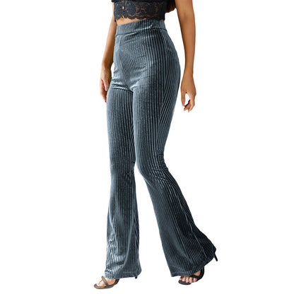 Women's Fashion Casual Striped Sunken Stripe Bell-bottom Pants