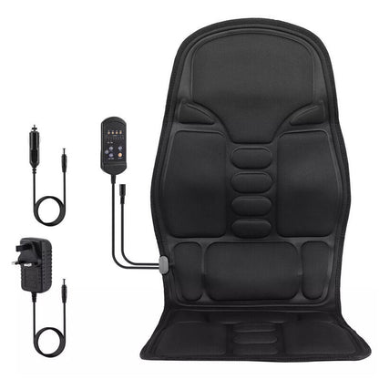 8 Modes Massage Cushion Full Back Car Chair-Seat Pad Mat Neck Heat Massager UK