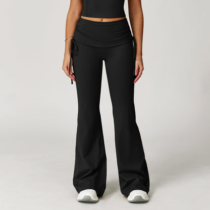 Fold High Waist Flared Pants Nude Feel Wide Leg Slimming Trousers Women