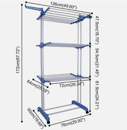 4 Tier Clothes Airer Dryer Rack Foldable Dry Rail Hanger Laundry Indoor Outdoor