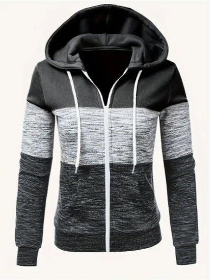 Color Block Zipper Hoodies