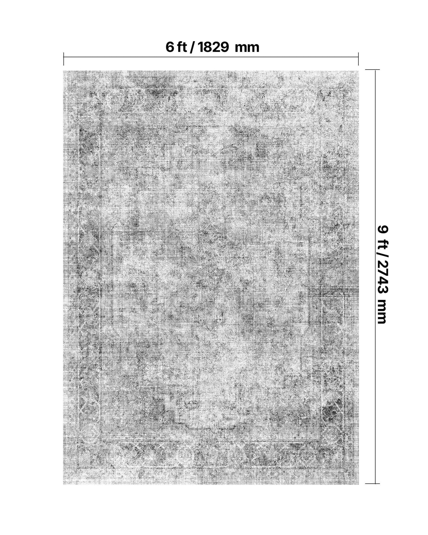Area Rug, 6 X 9 Ft Large Washable Boho Rug, Non-Slip And Tear-Resistant Soft Carpet, Pet Friendly Bohemian Area Rugs, Indoor Mat For Bedroom, Living Room, Entryway, Gray