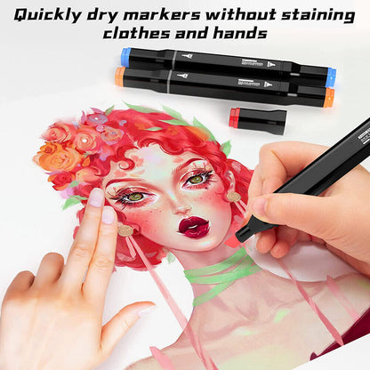 80 Colour Brush Pens Set Dual Tips Soft Fine Art Markers Drawing Watercolour
