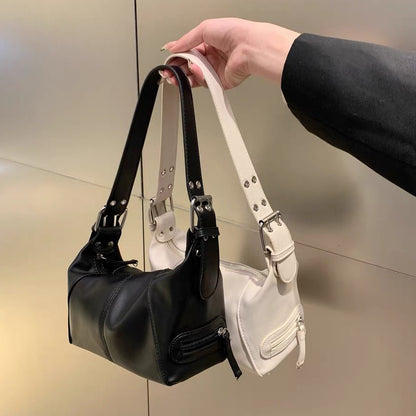 Y2K Style Shoulder Bag For Women Trendy Motorcycle Handbag Minimalist Shoulder Purse For Girls Street Wear