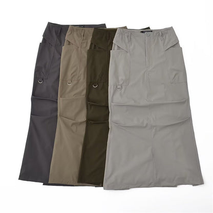 Hong Kong Style Retro Summer Solid Color High Waist Work Clothes Skirt For Women