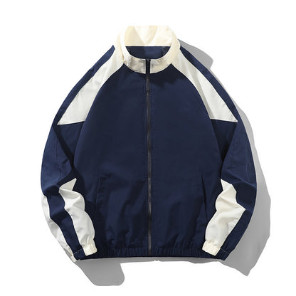 Men's Casual Spring And Autumn Outdoor Stitching Contrast Color Jacket