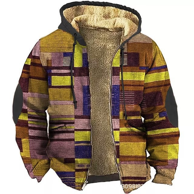 Fleece-lined Thickened Patchwork Cotton Jacket