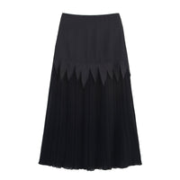 Acetate Satin Chiffon Slimming Patchwork Pleated Skirt