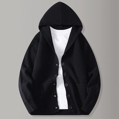 Mens Knitted Fashion Lapel Sweater Cardigan