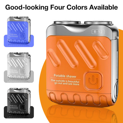 Portable Rotary Dual Ring Electric Shaver Men Travel Mini Shaver Double Floating Magnetic Blade Head Rechargeable Pocket Razors
