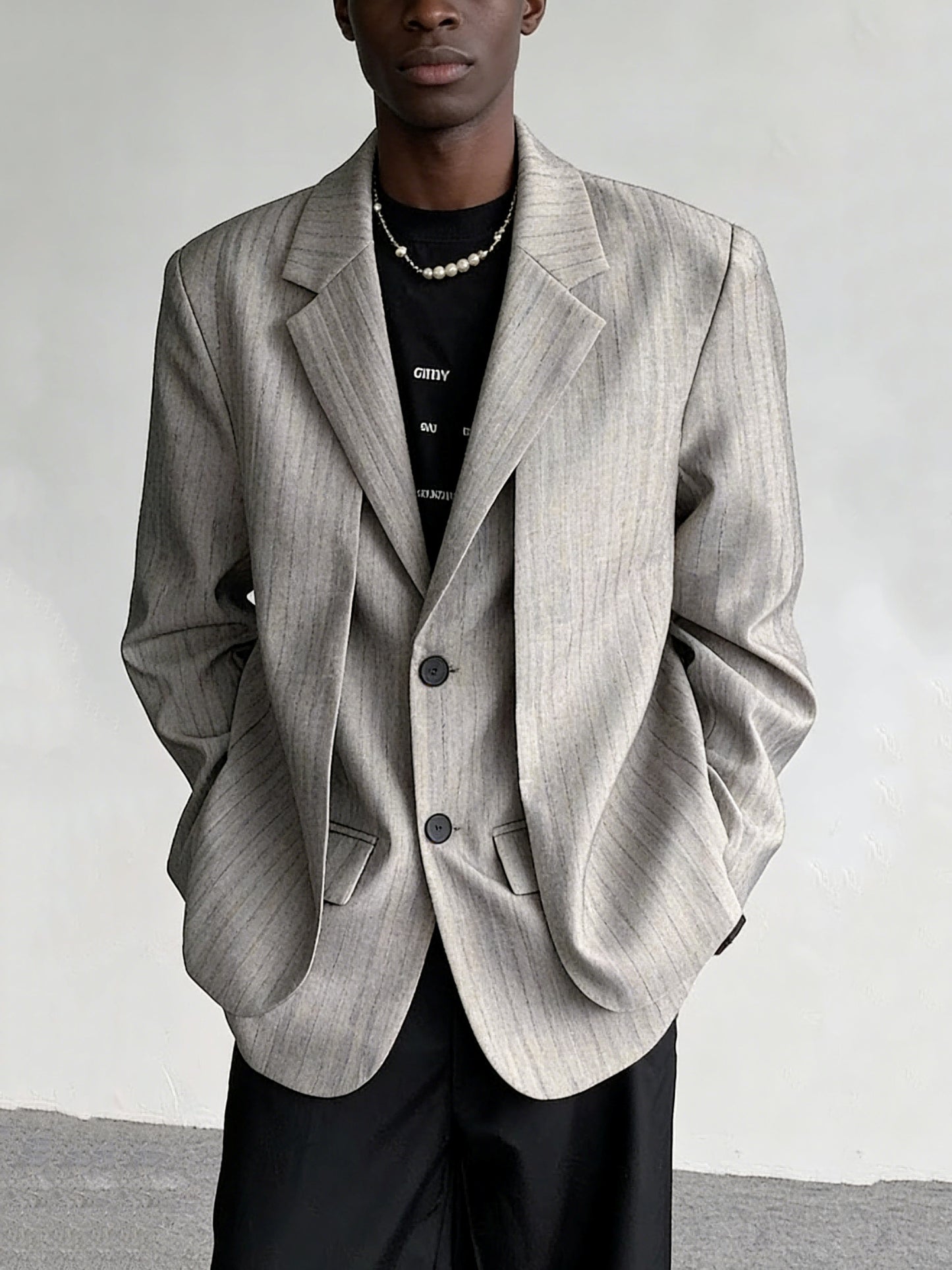 Men's Elegant Striped Faux Two-piece Blazers