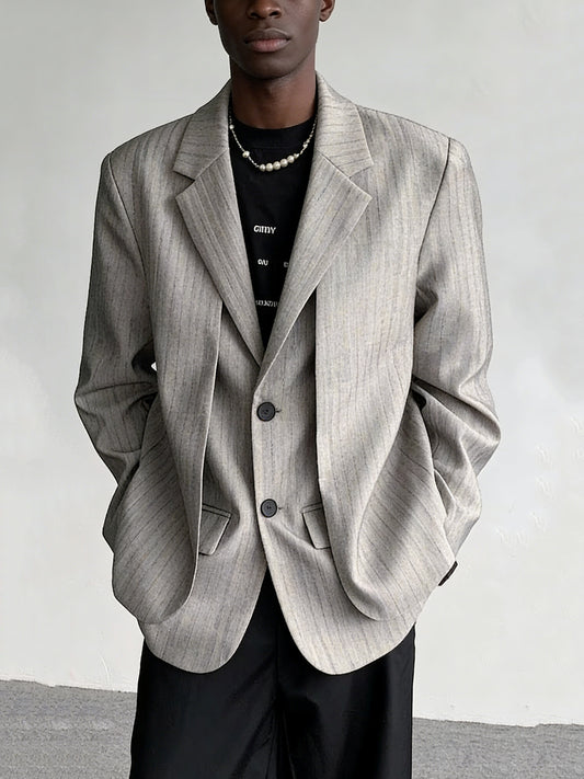Men's Elegant Striped Faux Two-piece Blazers