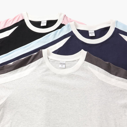 American-style Retro Contrast Color Pull-up Design Short-sleeved T-shirt