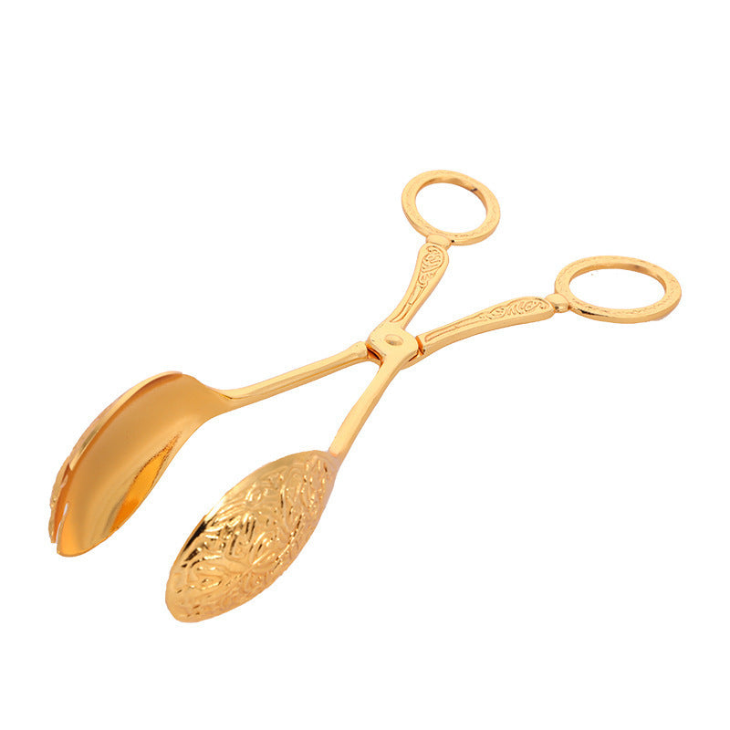 Chinese Retro Carved Cake Pie Tongs Salad Tongs Dim Sum Baking Tools Cafeteria