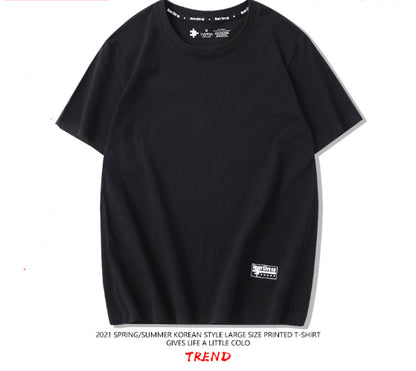 Drop-Shoulder Pure Cotton Short-Sleeve Unisex Solid-Color Blank Shirt