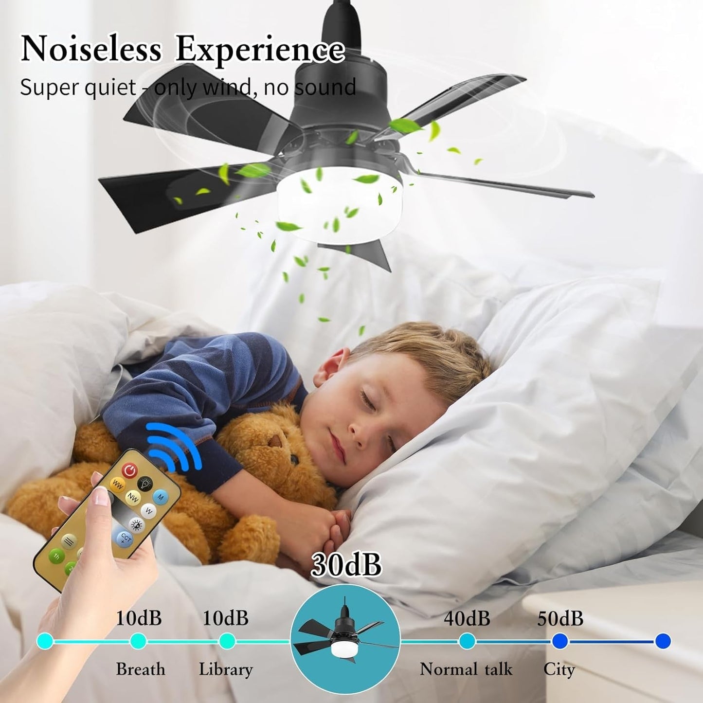 Modern Ceiling Fan With LED Light Remote Control Lighting E27 Bedroom Livingroom