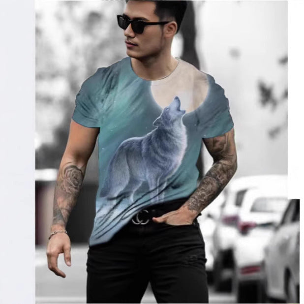 Retro 3D Animal Print Men's Short-sleeved T-shirt