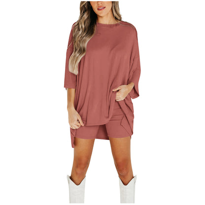 Summer Shorts Suit Fashion Loose Short-sleeved T-shirt And Slim Tight Pants Women's Clothing