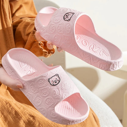 Women Summer EVA Slippers Indoor Home Bath Non Slip Soft Wide Comfort Couple Slippers Unisex Outdoor Beach Flip Flops Men Slides