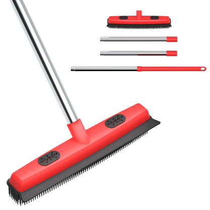 Pet Carpet Hair Removal Broom 2-in-1 Hair Remover & Squeegee For Carpets Easy To Use Versatile Cleaning Tool For Pet Owners - Shedding Grooming Kit