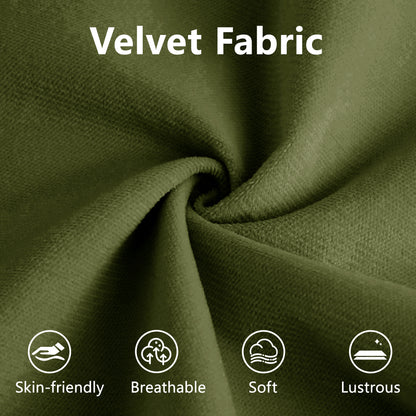 Over Size Modern Two-seater Sofa With Ottoman, Velvet 2-Seater With Round Bolster Armrests,With Waist Pillow And Throw Pillows, Reading Room  Olive Green