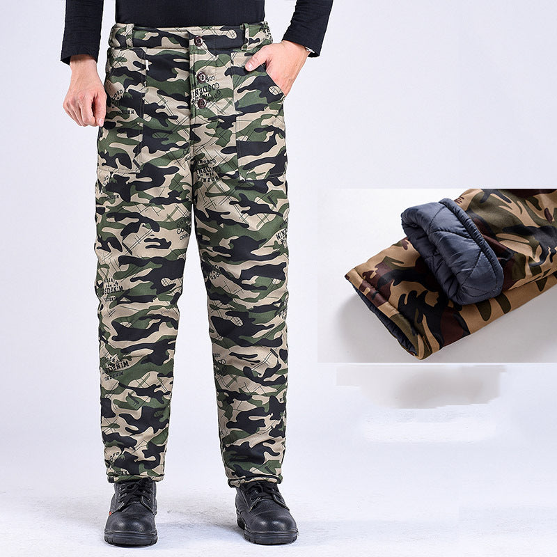 Winter Thickened Fleece Lined Camouflage Cotton Padded Jacket For Men
