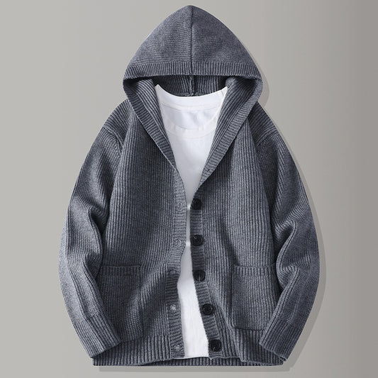 Mens Knitted Fashion Lapel Sweater Cardigan